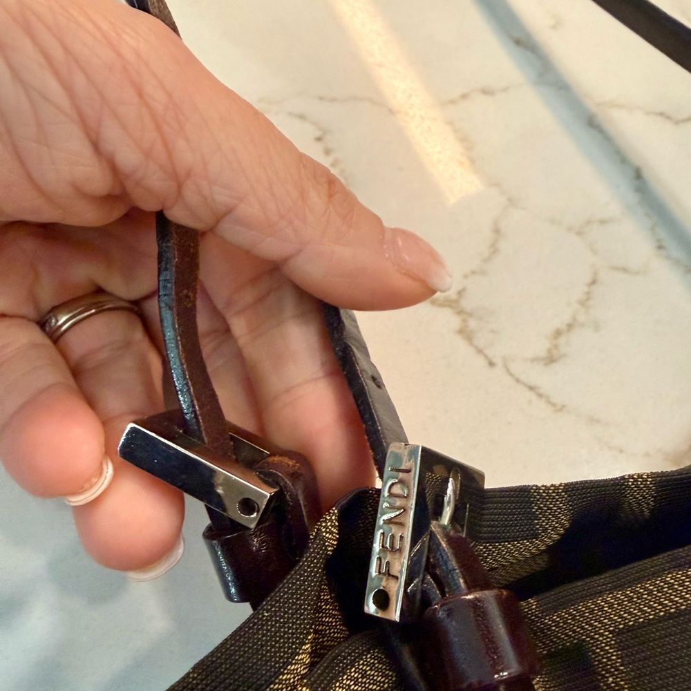 FENDI Zucca Canvas Tote Bag Khaki Brown | Preloved Great Condition - Picture 5 of 14